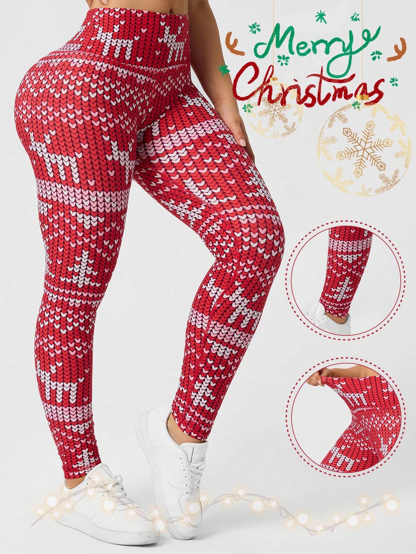 Yoga Fitness Holiday - Leggings imprimés de Noël pour femmes,