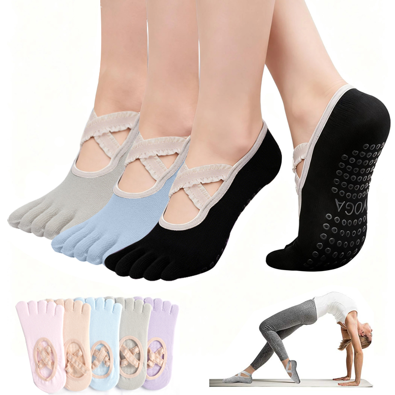Yoga Fitness Women - Chaussettes de Pilates antidérapantes pour femmes,
